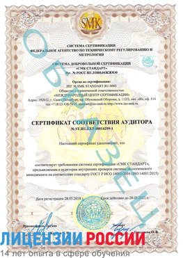 Образец сертификата соответствия аудитора №ST.RU.EXP.00014299-1 Донецк Сертификат ISO 14001